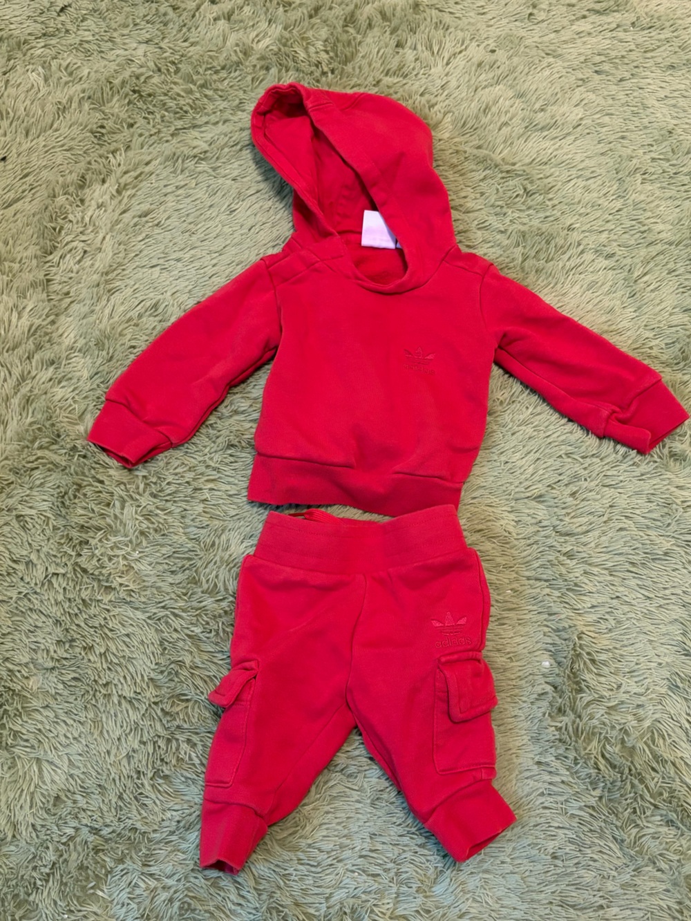 adidas Bright Red Infant Hoodie Set